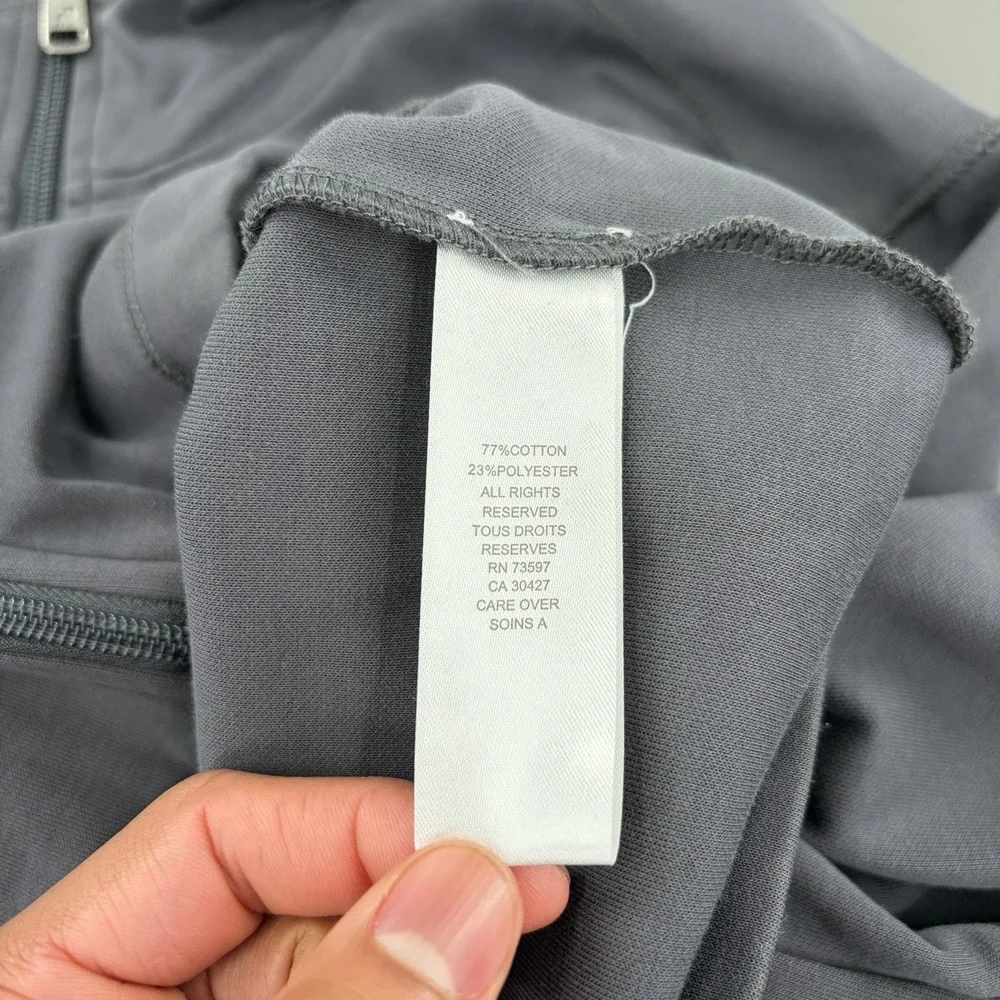 Raffi Etra Men's Large Charcoal Gray Full Zip Jacket Aqua Cotton‎ Hoodie